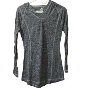 Old Navy Active Blue Gray Heathered Long Sleeve Semi-Fitted Top Medium